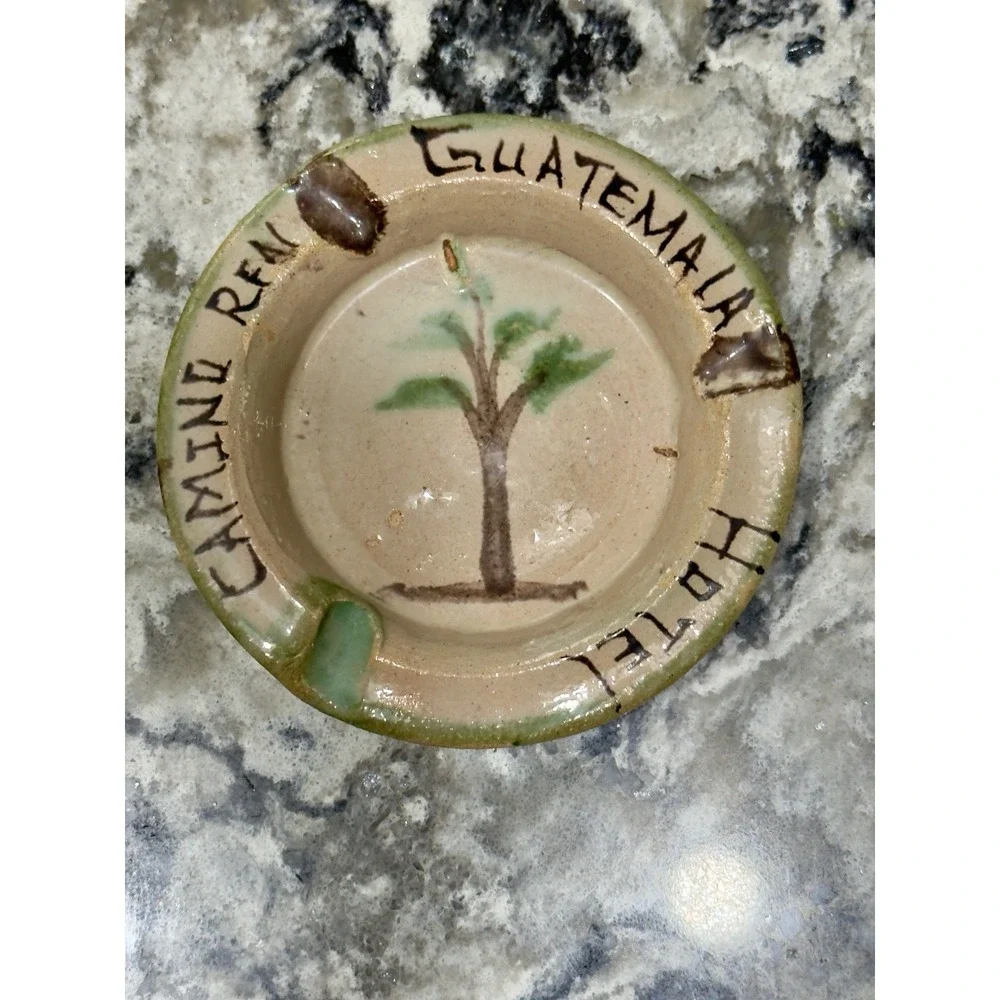 Vintage Camino Real Hotel Guatemala Handmade & Painted Pottery Ashtray 4